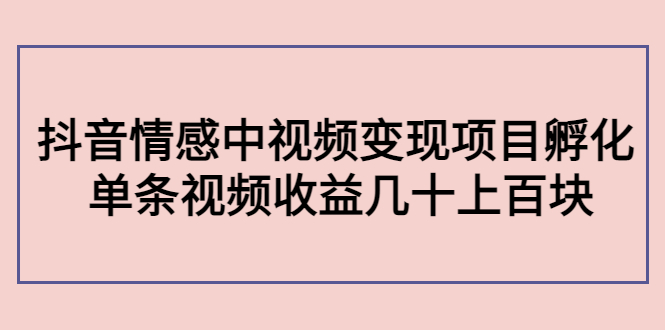 图片[1]-（4282期）黄岛主副业孵化营第5期：抖音情感中视频变现项目孵化 单条视频收益几十上百-韬哥副业项目资源网