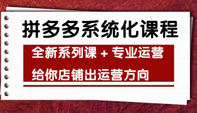 （4259期）车神陪跑，拼多多系统化课程，全新系列课+专业运营给你店铺出运营方向-韬哥副业项目资源网