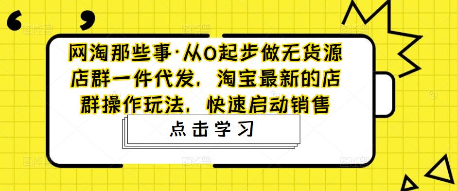 （4979期）从0起步做无货源店群一件代发，淘宝最新的店群操作玩法，快速启动销售-韬哥副业项目资源网