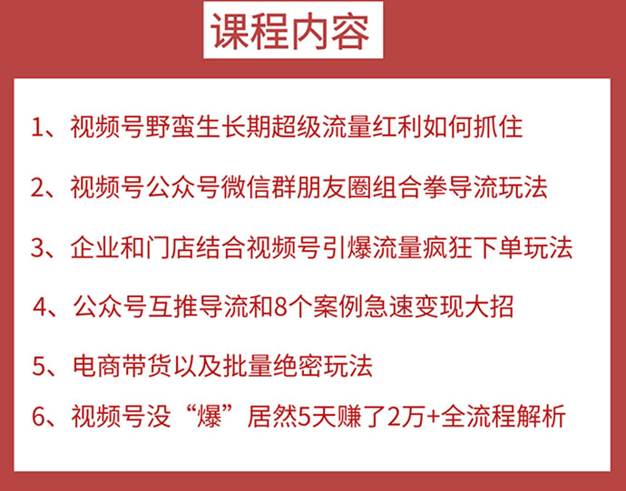 （1532期）视频号训练营第2期：引爆流量疯狂下单，5天赚2万+全流程解析！-韬哥副业项目资源网