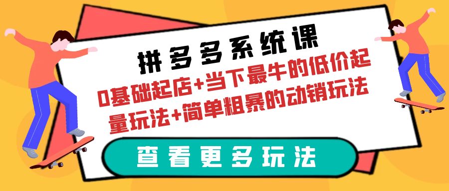 （6217期）拼多多系统课：0基础起店+当下最牛的低价起量玩法+简单粗暴的动销玩法-韬哥副业项目资源网