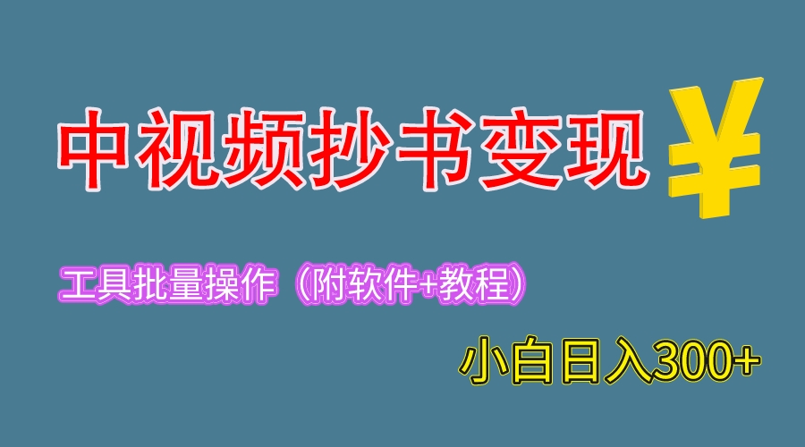 （6246期）2023中视频抄书变现（附工具+教程），一天300+，特别适合新手操作的副业-韬哥副业项目资源网