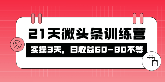 （4129期）被忽视的微头条，21天微头条训练营，实操3天，日收益60-80不等-韬哥副业项目资源网