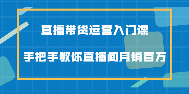 （2078期）直播带货运营入门课，手把手教你直播间月销百万-韬哥副业项目资源网