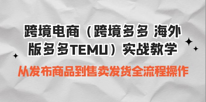 （6989期）跨境电商（跨境多多 海外版多多TEMU）实操教学 从发布商品到售卖发货全流程-韬哥副业项目资源网