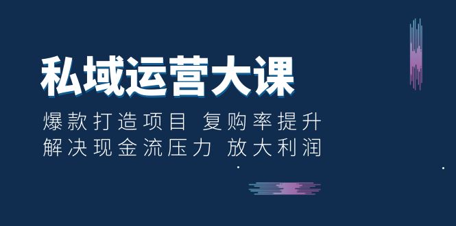 （6456期）私域运营大课：爆款打造项目 复购率提升 解决现金流压力 放大利润-韬哥副业项目资源网