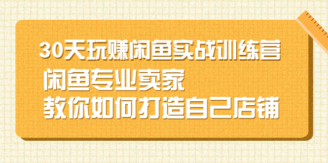 （2247期）30天玩赚闲鱼实战训练营，闲鱼专业卖家教你如何打造自己店铺-韬哥副业项目资源网